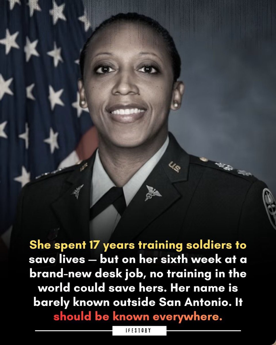 nettermike's tweet photo. Everyone at Walter Reed Army Medical Center called her Peanut long before they called her Colonel.

She'd carried that nickname since she was a kid trailing her older brother and sister around Fort Riley in 1965, given to her by her dad's Army buddy, a platoon sergeant named Omer. Her father was a combat medic. She grew up watching him serve, and she decided early on she wanted to do the same.

She graduated Judson High School in San Antonio in 1979. Five years later, in 1984, she earned her commission through ROTC at the University of Nevada, Las Vegas, where she'd also played guard on the women's basketball team. By 1992, she'd added a Master's in Health Services Administration from Webster University. Seventeen years of service later, she was one of the Army's most respected personnel officers.

In July 2001, at Walter Reed's Building One, more than 60 friends and colleagues gathered to watch her get pinned Lieutenant Colonel. Word spread through the halls, and the crowd swelled past 100 people. She insisted the real star of the day was the strawberry cake she'd ordered. "You've got to have a great cake when you're promoted," she told a friend, "because that's all that anyone will remember."

She was wrong about that. But not about much else.

That same promotion sent her to a new post: Medical Personnel Officer in the Office of the Army Surgeon General, working as Deputy Chief of Staff for Personnel — at the Pentagon. She was 40 years old, and by every account, at the top of her game.

She'd only been at her new desk for about five weeks.

On the morning of September 11, 2001, Lieutenant Colonel Karen J. Wagner was at that desk when a hijacked plane struck the building. She did not run. Witness accounts say she stayed to help others get out first.

She never made it out herself.

She was one of 184 people who lost their lives at the Pentagon that day. The Army posthumously awarded her the Legion of Merit, the Order of Military Medical Merit, and the Purple Heart. She was laid to rest with full military honors at Fort Sam Houston National Cemetery, not far from where she grew up.

In 2003, Walter Reed named its sports center after her. Fort Sam Houston named the headquarters of its 32nd Medical Brigade "Wagner Hall." Her hometown of San Antonio built an entire high school and named it after her — Karen Wagner High School — where JROTC cadets still study her story today.

She used to joke about her post-Army plans: maybe teaching overseas, maybe hosting a cooking show with her sister, since baking was her thing. She never got the chance to find out which one she would've chosen.

But two decades later, teachers at the school bearing her name say they still look up at her photo every morning before the day starts. Not because of how she died. Because of how she chose to spend the last minutes she had.

That's the part worth remembering.