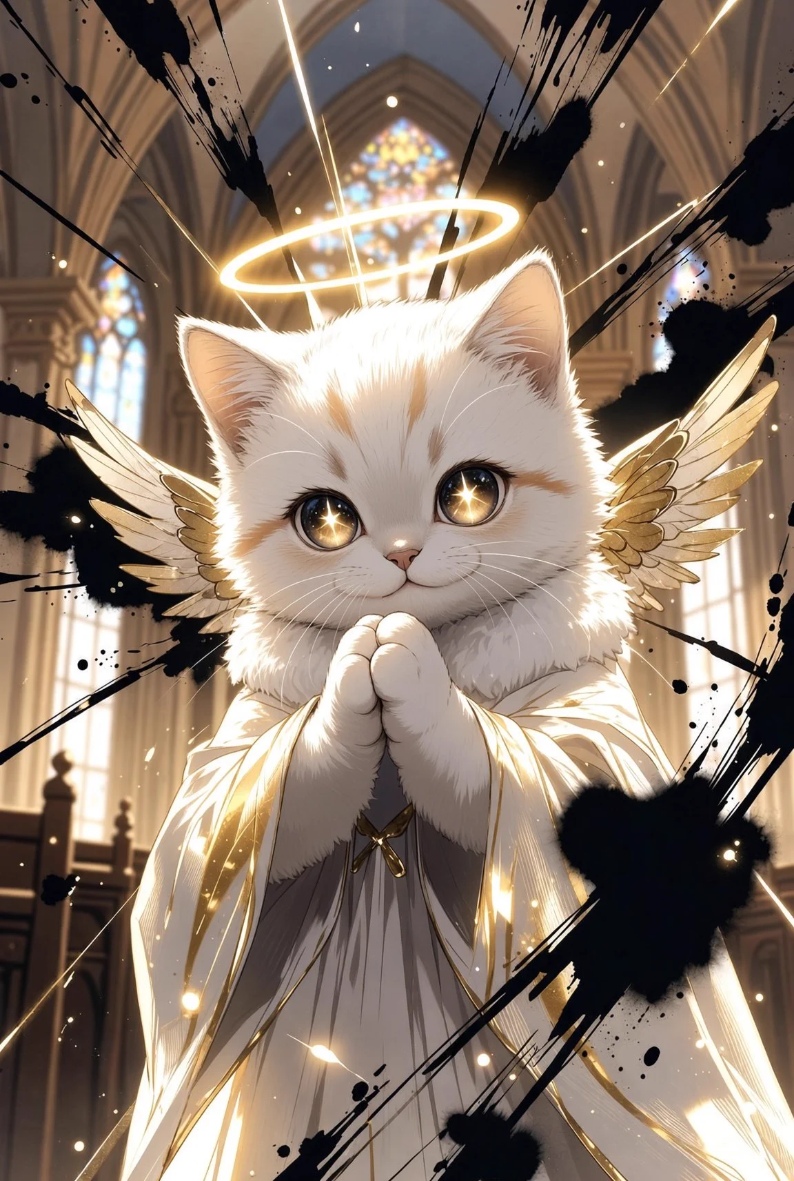 あなたに幸せ呼ぶ光の天使猫 AIART 猫吉 on X: 