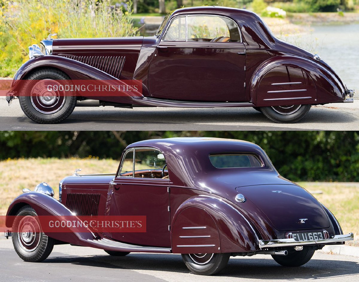 UltimativCars's tweet photo. #PebbleBeach2026
The #Bentley 4¼ Litre|#4_25Litre (1927-31) was made in a total of 1.234 units, in a multitude of bodies & lots of uncertain amounts.
Anyway ...
This '39 #Sports #Coupé is a #oneoff by #ParkWard named "#Honeymoon #Express"; est. at US$550-650k, kept unsold yet. https://t.co/GRM3sDUg76