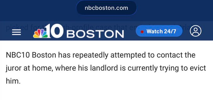 VmSmithe's tweet photo. @NBC10Boston What does his eviction have to do with her being a murderer? https://t.co/W5NPNRsxkw