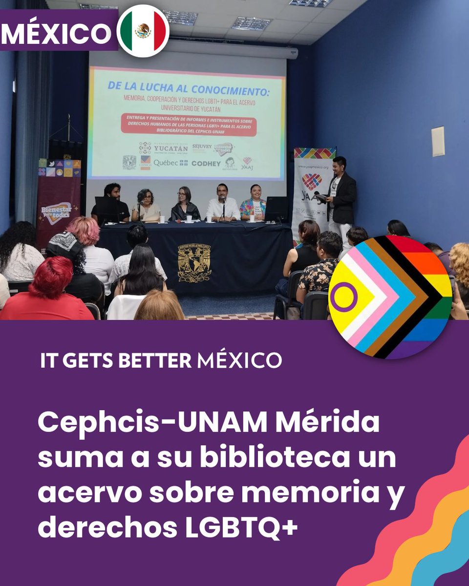 ItGetsBetterMx's tweet photo. El Cephcis-UNAM en Mérida incorporó a su biblioteca "Amando y Resistiendo" y "Nada que Curar", sobre memoria, discriminación y ECOSIG hacia personas LGBTI+ en Yucatán. "Lo que no se registra, difícilmente se diagnostica", dijo @CesarBriceC (Sejuvey). 🌈📚

#Yucatán https://t.co/dY2gRgnUs2