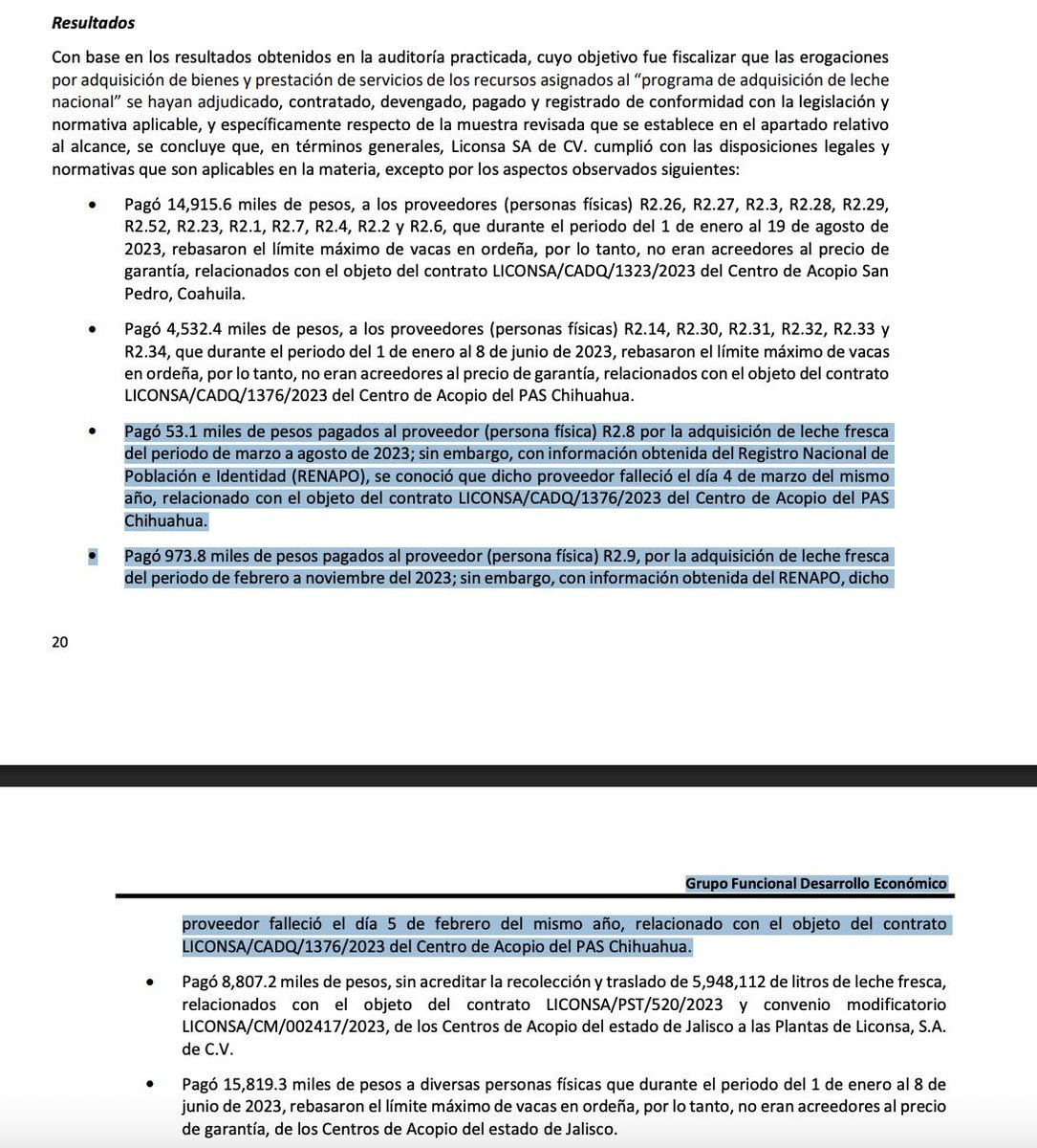 MLopezSanMartin's tweet photo. 🚨 Gregorio Chávez, gerente de Liconsa en Chihuahua y hermano de Andrea Chávez, pagó a personas fallecidas.

La ASF documentó más de $1 mdp entregados a dos productores de leche ya muertos, revela @peniley_ramirez https://t.co/ThfKmN8OCQ