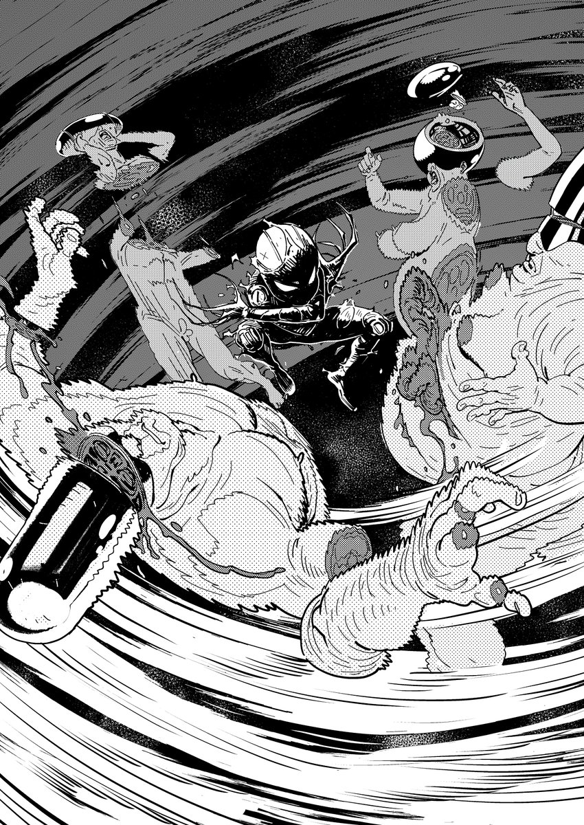 guyprz's tweet photo. As I was finishing my comic I felt the drawings were too stiff, especially as I was reading Dandadan's manga. So I decided to give it a try, especially now as I felt more comfortable with the characters and with my style. 

Although it is not perfect, I had a blast! https://t.co/cnzDUQOlvZ