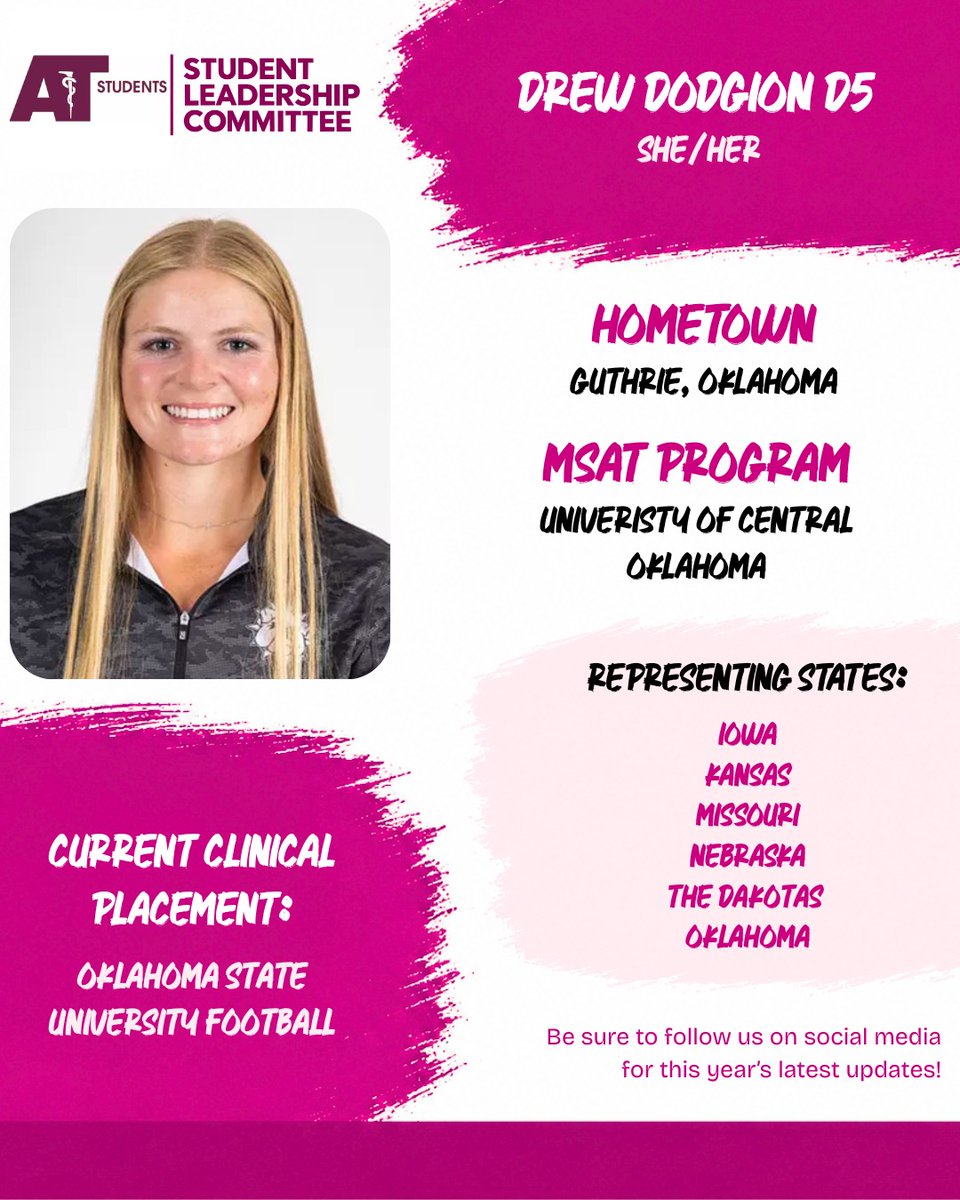 NATASLCreps's tweet photo. Meet Drew Dodgion, SLC's D5 representative from Guthrie, Oklahoma!

Drew is an MSAT student at the University of Central Oklahoma and works with Oklahoma State University Football, representing her home state with pride! 🥇 https://t.co/T1j7PSNA9x