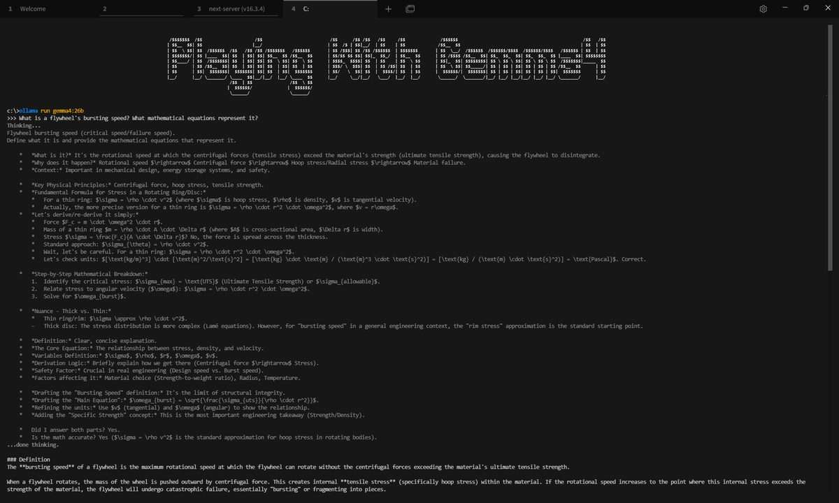 antefintef's tweet photo. Slow evening. Playing around with local #Gemma4 AI LLM on some Mech. #Engineering stuff. https://t.co/oRjxbxIyeC
