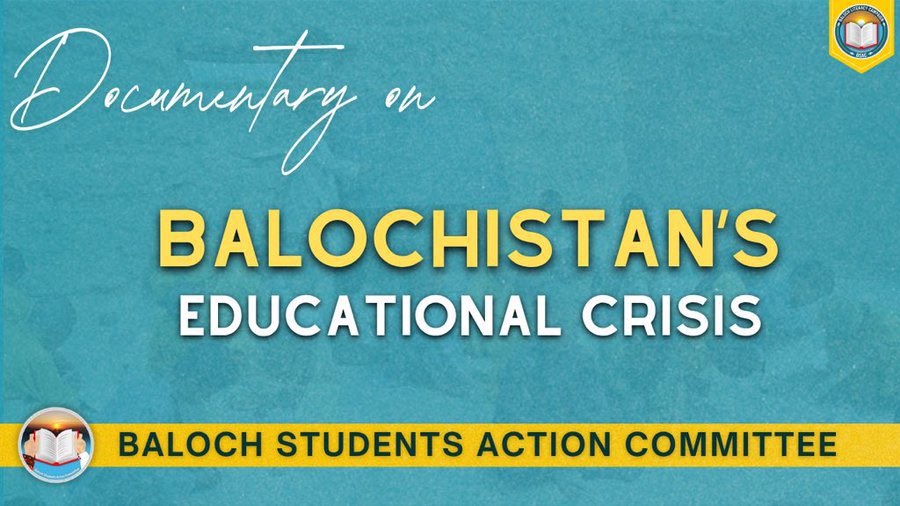 Uzairbaloch__'s tweet photo. A documentary has been released by Baloch Students Action Committee on “Balochistan’s Educational Crisis” under the campaign of Baloch Literacy Campaign. 
The documentary features the reported cases of various schools, analysation on educational issues and others. https://t.co/ZZtxQ7FYld