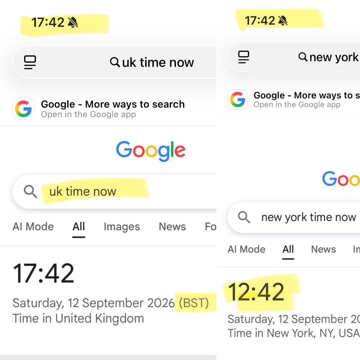 doodah0709's tweet photo. @DrMJMrBoh @keewa At this time of year, the UK isn’t in GMT - we’re in BST. Which is 5 hours ahead of New York. The first plane hit at 13:46 BST. Hope this helps. https://t.co/rTj7qmtNvv