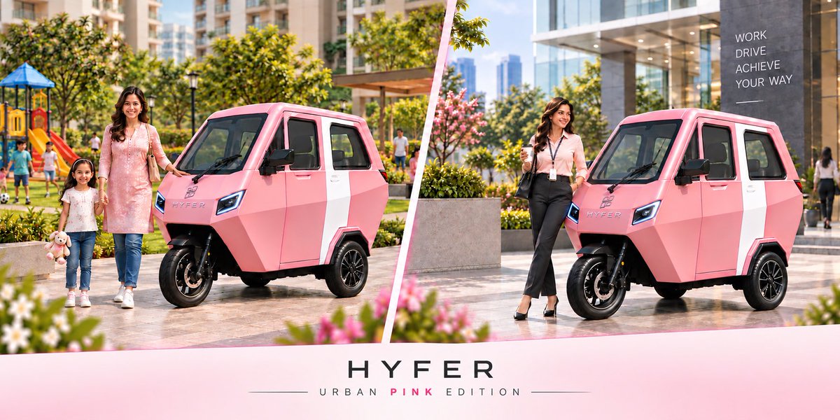 HYFERmobility's tweet photo. *She* can be a house maker.
*She* can be a country maker.
*She* deserves “Safety” &amp; “Privacy”.

Model: Maurya XT300, Urban *PINK* edition -  Available for Sale! https://t.co/c8bBDLd7Pp