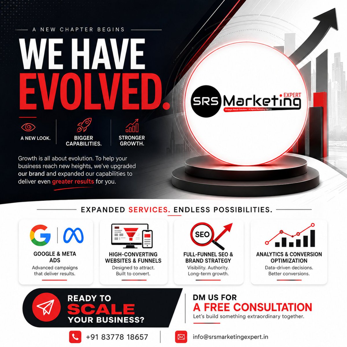 srsmexpert's tweet photo. 🚀 WE HAVE EVOLVED!

A new look. Bigger capabilities. Stronger growth. 📈

SRS Marketing Expert is stepping into a new era with enhanced Google &amp; Meta Ads, SEO, Web Design, Lead Funnels &amp; Conversion Optimization.

Ready to scale your business? Let’s grow! 🔥 https://t.co/ADb7q0D21K