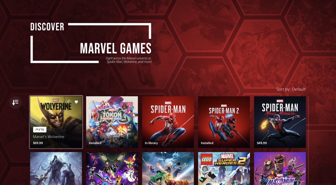 PSnSpideyParody's tweet photo. The #PlayStationStore now has an entire Collections Tab solely dedicated to @MarvelGames! CHECK IT OUT DOWN BELOW ⬇️ 

ALSO DONT FORGET TO PRE ORDER #WolverinePS5 Before The Full Official Release On September 15th https://t.co/9kkoqVpq2L
