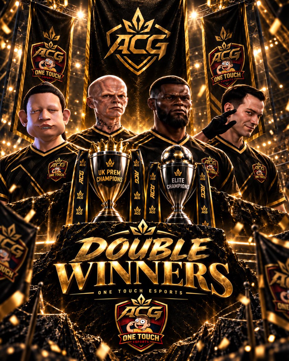 OneTouch_VPG's tweet photo. 🏆 ACG One Touch are officially double champs!

What an incredible journey it’s been, and what a way to end our final @OfficialVPG season with both the UK Premier &amp; Elite B trophies. 🏆🏆

Extremely proud of the lads. Bring on FC27! 🔥

@TeamACG_ 
@VPGEurope 
@VPGUK 
@VPGPremier https://t.co/HWdCUJWA1V