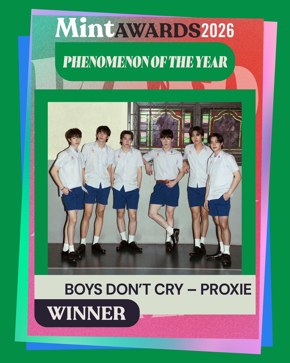 mintmag_th's tweet photo. #MintAwards2026

💚CONGRATULATIONS!💚

PHENOMENON OF THE YEAR : #PROXIE_ขี้แง #PROXIEth 

#MchoiceMintAwards2026
#MchoiceMintatICONSIAM
#MchoiceTH 
#MintAwards2026 
#MintMagTH https://t.co/SGda33TmlV