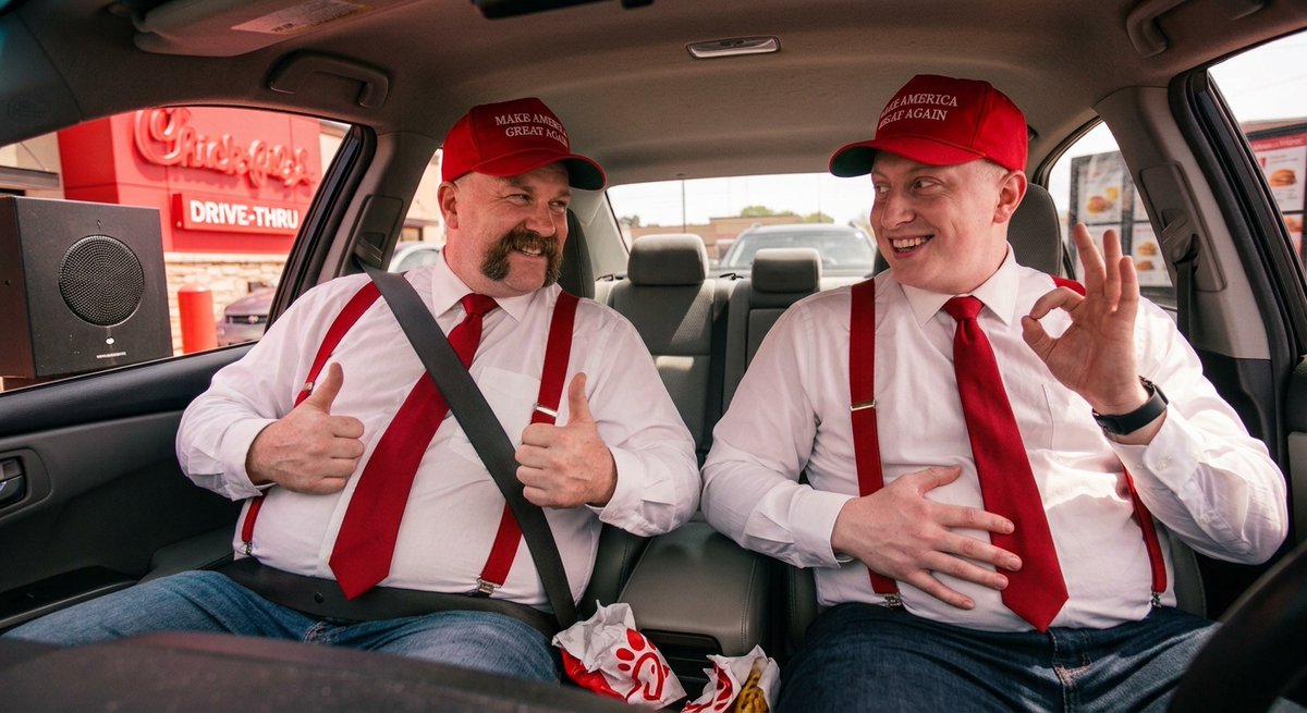 magaeuclid's tweet photo. They entered the Chic-Fil-A drive thru as husbands. They left as brothers. Make America great again. https://t.co/749LjlEYfn