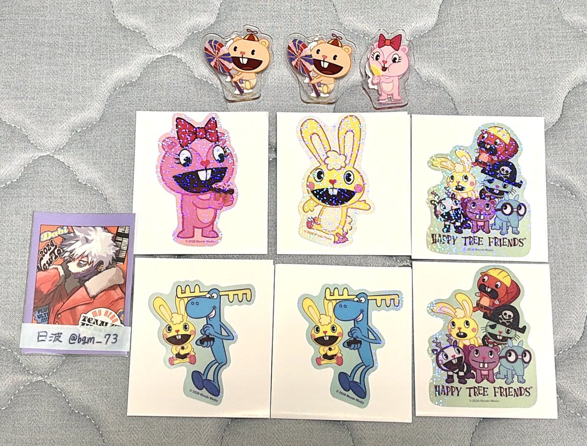 bgm_73's tweet photo. 【交換】ハッピーツリーフレンズ ハピツリ サンキューマート ステッカー　アクリルクリップ

譲)
カドルス＆ランピー、シークレット、カドルス、カブ、ギグルス

求)画像❤️のナッティ、フレイキー、フリッピー、シークレット

郵送希望
ナッティ、シークレットをご提供いただける場合2:1交換可能 https://t.co/zz3BSYnofE