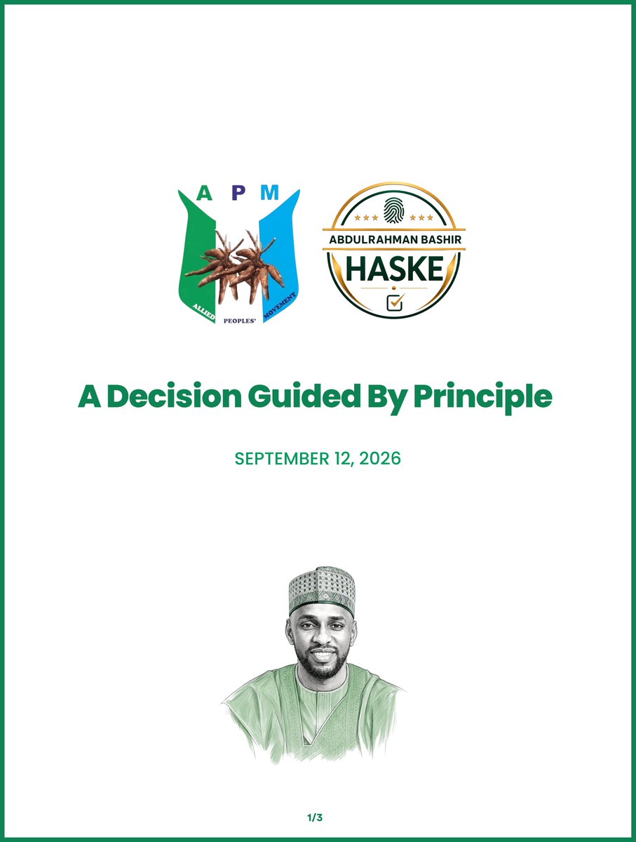 OfficialABHaske's tweet photo. THE FUTURE DEMANDS A NEW DIRECTION.

Today, I make a decisive move from the APC to the APM.

Every political journey reaches moments that demand courage, reflection and a clear sense of direction. This is one of those moments.

I have chosen a path driven by purpose, conviction and a renewed commitment to the people of Adamawa.

The message is simple: politics must evolve, leadership must listen, and Adamawa must come first.

A new chapter begins today.
A different platform. A bigger mission. A clear direction.

APM: The future demands more than repeating yesterday.

#APM #AdamawaFirst #NewDirection #haskeisok #haske2027 #Adamawa2027