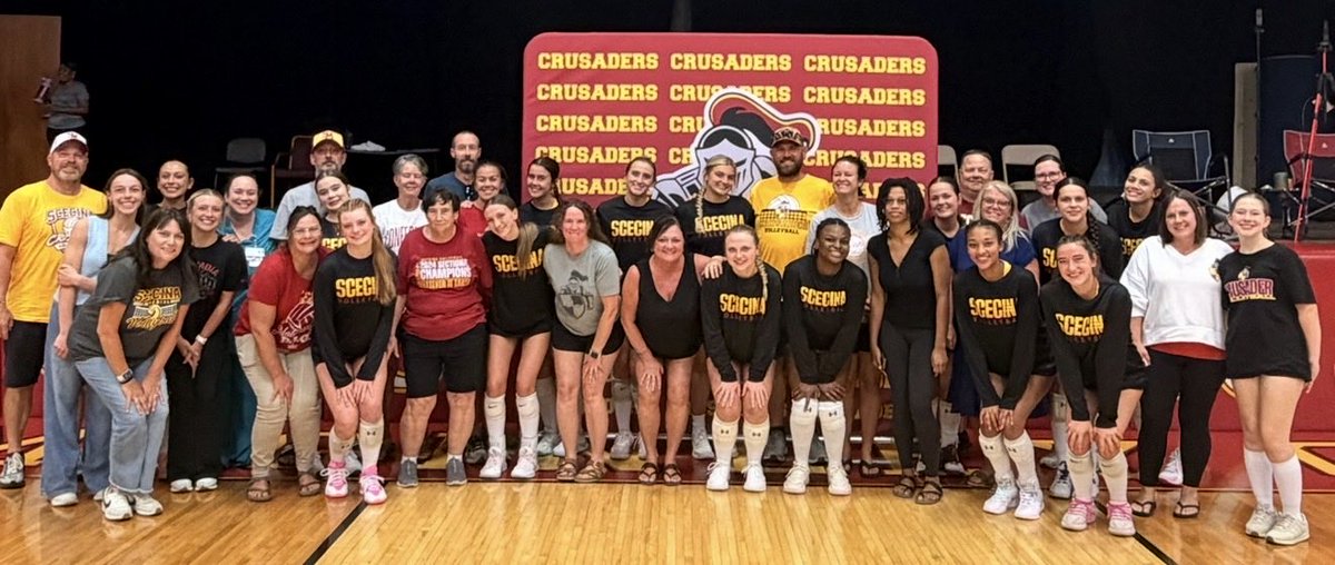 scecinavb's tweet photo. ‼️Mark your calendars‼️

Huge week ahead:

🗓️Sat, September 12 Varsity is away playing in the Greenwood Invitational. 

🗓️Tuesday, Sept 15 we’re at home against Purdue Poly Tech. At this game we’ll be celebrating Scecina’s past, present, and future by honoring both CYO schools and Alumni.  Pictured are present Scecina players with Alumni, along with future Crusaders. SEE ANYONE YOU KNOW? 

      ➡️If you’re a CYO participant, please wear a shirt      representing your current grade school 👕👚

🗓️Wednesday, Sept 16 - Freshmen are at home versus Brebeuf @5pm

🗓️Thursday, Sept 17 is Senior Night against Covenant Christian‼️ We will be celebrating four of our players: Olivia Anglemyer, Mia Miller, Ashley Orozco- Montgomery, and Leah Guilfoy.

🗓️Saturday, Sept 18 - Freshmen will be at Bishop Chatard for the Archdiocesan Tournament. 

♥️🏐💛