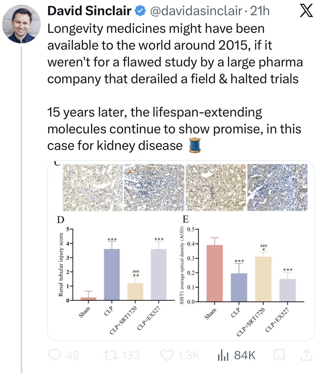 CharlesMBrenner's tweet photo. multiple ppl have asked me to evaluate Dr Sinclair's tweets claiming that longevity medicines might have been available 11 yrs ago had a pharma co not botched a study, derailing a field &amp; halting trials

no part of his account is true https://t.co/Az8qLgmtdh