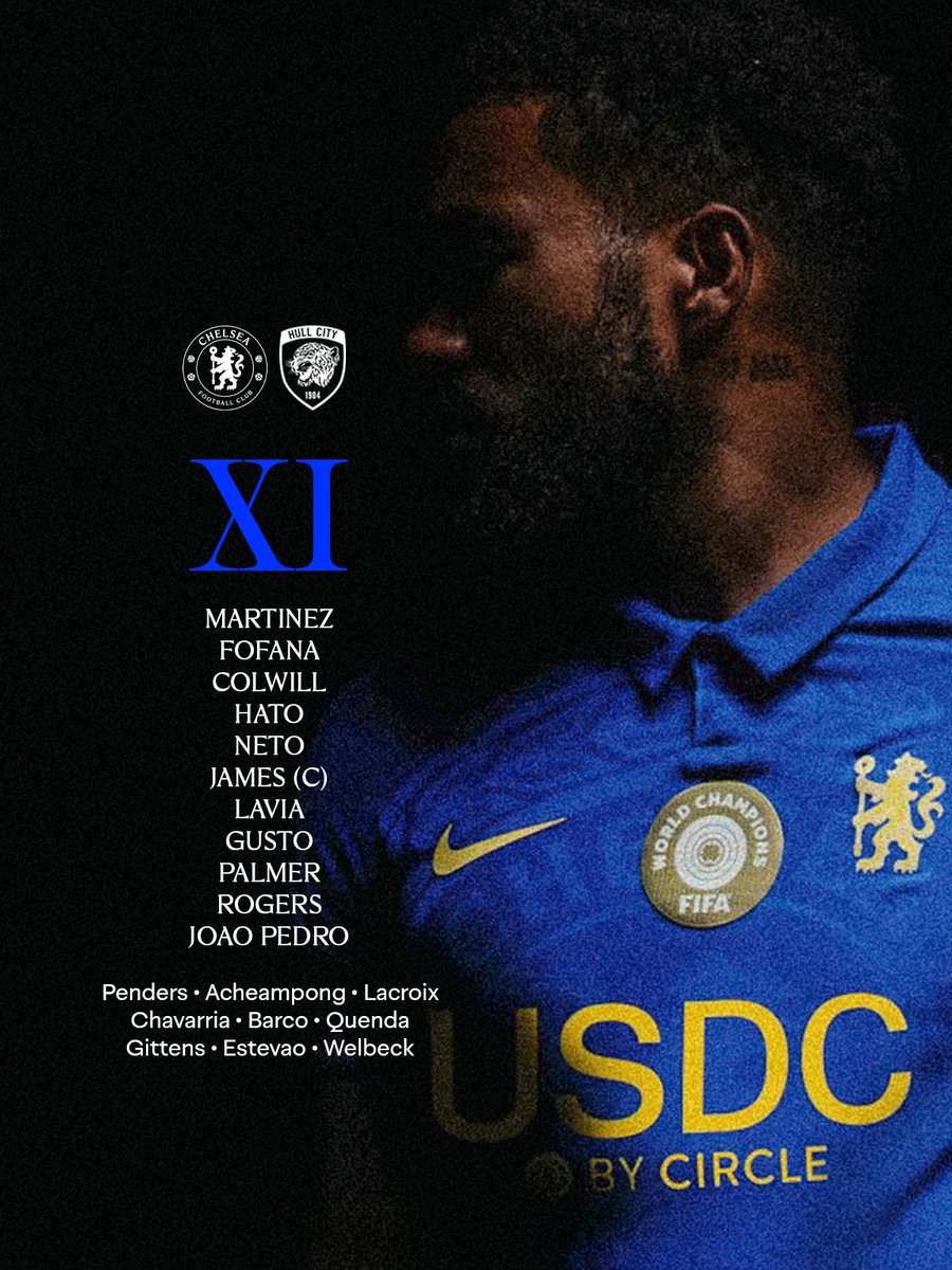 ChelseaFC's tweet photo. How our Blues line up against Hull City! 🫡

#CFC | #CHEHUL https://t.co/TEambd01kC
