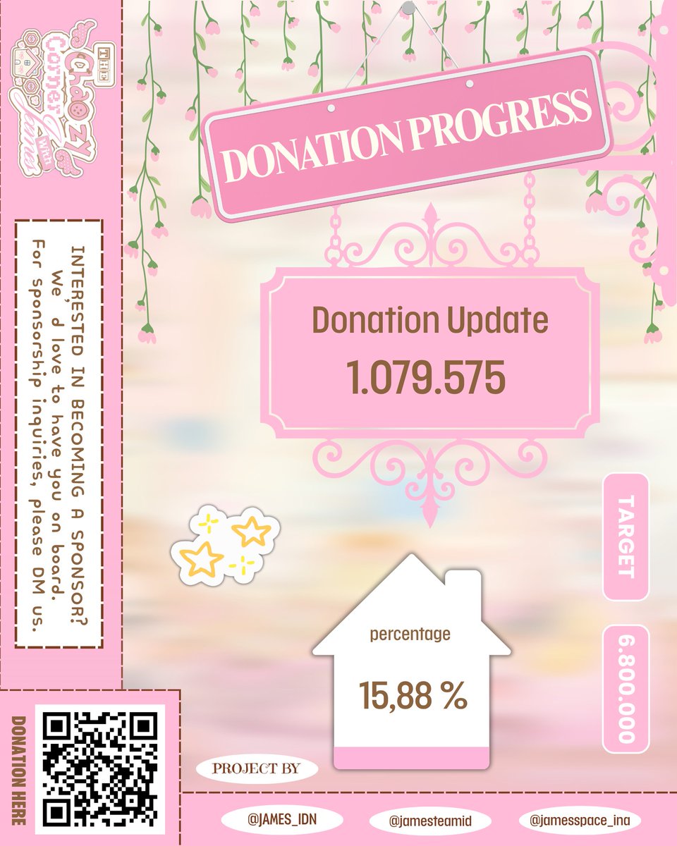 JAMES_IDN's tweet photo. DONATION PROGRESS — 𝐓𝐇𝐄 𝐂𝐇𝐀𝐎𝐙𝐘 𝐂𝐎𝐑𝐍𝐄𝐑 𝐖𝐈𝐓𝐇 𝐉𝐀𝐌𝐄𝐒

Progress: Rp1.079.575 / Rp6.800.000
Percentage: 15,88% 

🔗 Donation: https://t.co/yNjlN5dcXr
🔗 Transparency: https://t.co/d4JqlM6soY

Interested in becoming a sponsor?
We’d love to have you on board! For sponsorship inquiries, please DM us. 💌

#JAMES #제임스 #CORTIS #코르티스