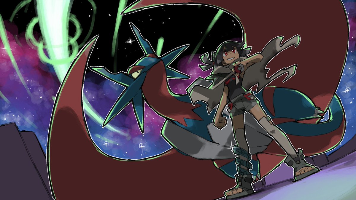 Blacknirrow's tweet photo. Zinnia and Mega Salamence https://t.co/J8FvzPsFhr