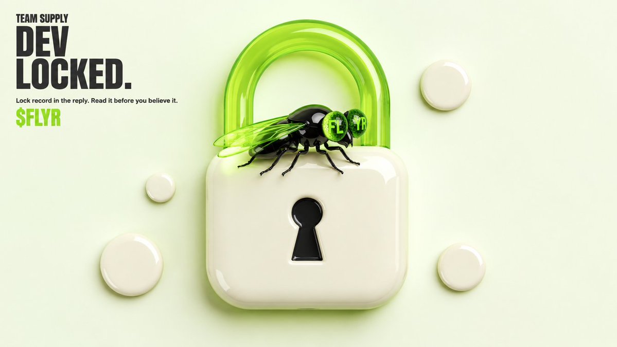 FlyRebase's tweet photo. Dev supply is locked.

Lock record in the reply. Read it before you believe it.

No team tranche moves. The rebase applies to every wallet by the same proportion, locked ones included.

$FLYR on @ponsdotfamily

CA:0x7731fac6424cc91edc72ad52088d5b84ddfd3550

https://t.co/1TlHC0djC5