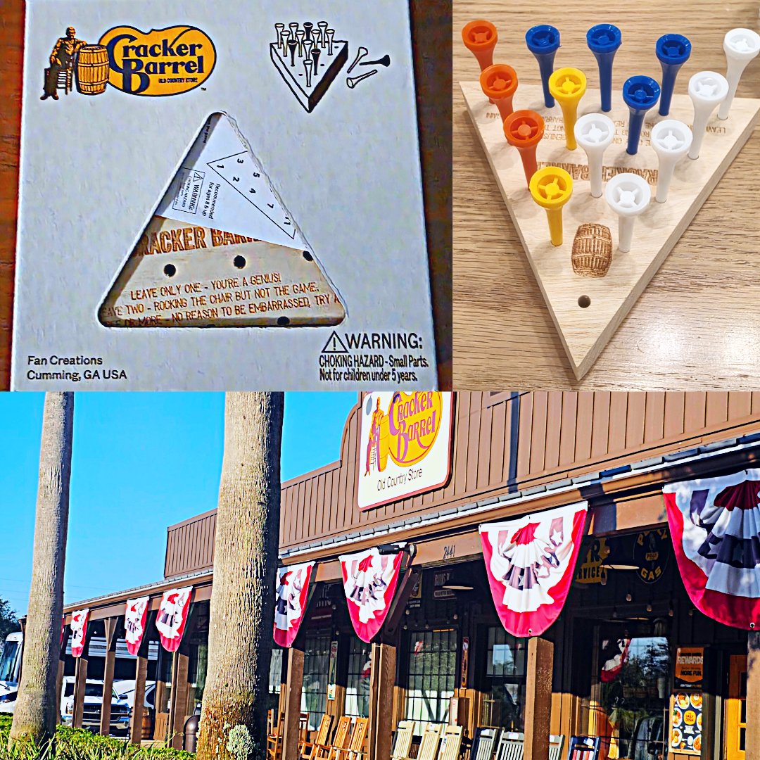 retrorobreviews's tweet photo. Yesterday me and some relatives visiting me in #Florida decided to go to a #crackerbarrel for breakfast before our daily activities. If you have been to one then you know how much of nostalgia trip it is. Not just restaurant but the store as well. They have #tabletopgame you can play while eating and you can buy it in the store as well. Its another one of those games where it looks simple but its far from it. Have you played this one before? #retrogaming #retrorobbyreviews #peggame