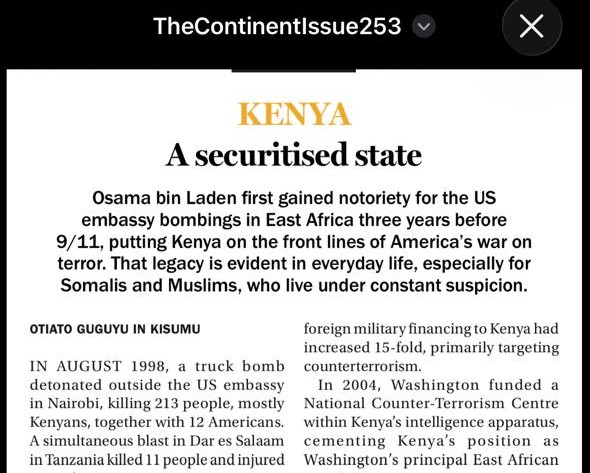 Googooyuh's tweet photo. This week I wrote two articles that shows how America shaped Africa, before and after 9/11 
How empire lost the fringes in protection of the core 

Kenya, a securtised state
https://t.co/elQaTyn03v https://t.co/XUWfyow1xo