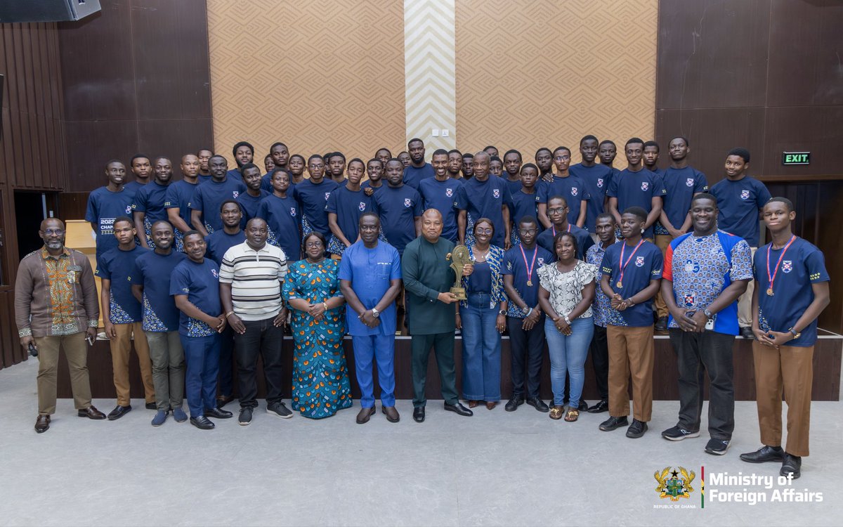 S_OkudzetoAblak's tweet photo. Our Odade3 tradition continues.

It was a profoundly proud moment to receive the 9-time NSMQ champions and the coveted trophy at the Foreign Ministry yesterday. 

As I have done consistently for many years, I donated MacBooks to the champions according to their preference, and also donated laptops to the coordinators (teaching staff) in line with their wishes. 

In addition, the Odade3 champions received a cash award, a holiday treat and a special NSMQ bus to be delivered in December. 

May God continue to bless our Odade3 qualities of hard work, sacrifice, perseverance, integrity and commitment to excellence.