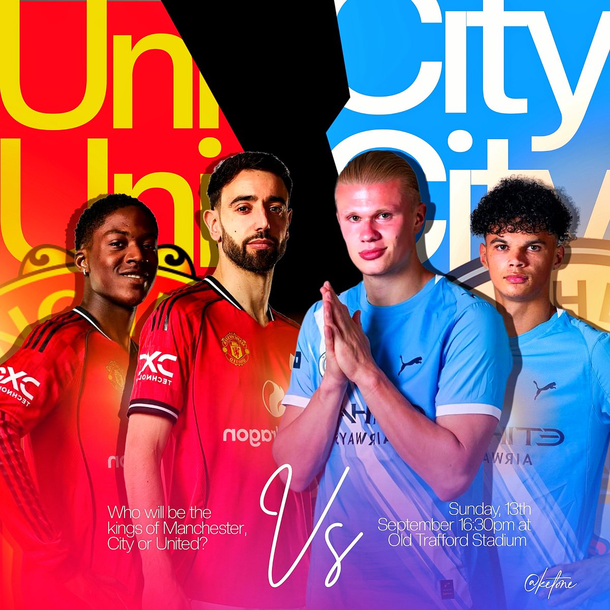 tokiloba's tweet photo. Day 7 of designing everyday 💪 

Behold, the derby day is upon us.😂😂. Who are y'all rooting for? I'm definitely supporting city on this.🙌

#graphicdesign
#graphicdesigner
#art
#ketone
#manchesterderby https://t.co/sAn9MJPoqo
