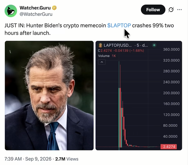 SatooYamagata's tweet photo. Where is Elizabeth Warren outraged on this token?
Also why Hunter Biden didn't named it Crackcoin?
#HunterBiden #cryptoscam #crypto
#Democrats #Midterms https://t.co/zWYZDcE9nB