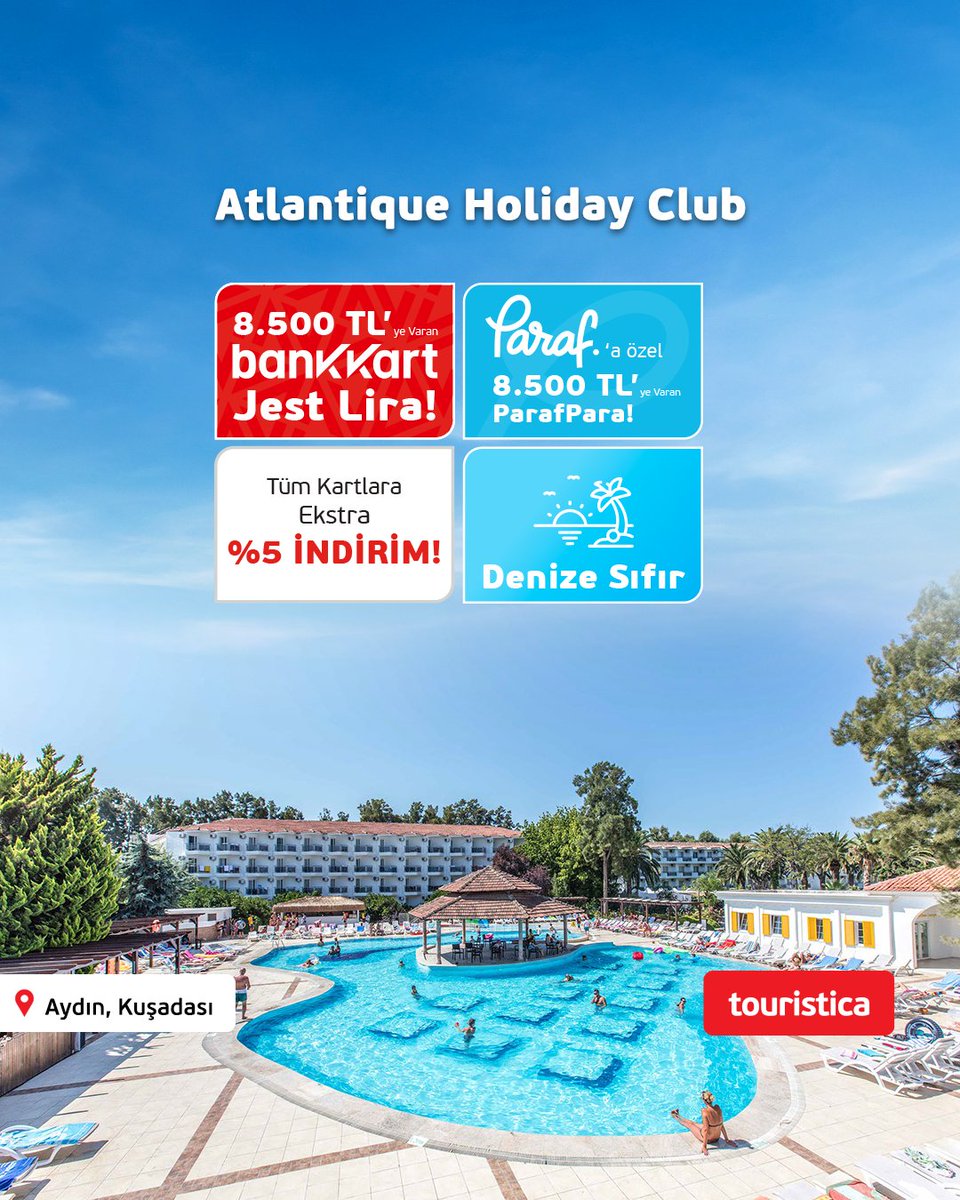 Touristica_Tr's tweet photo. Kuşadası’nın Karaova bölgesinde Ege kıyılarının tadını çıkarabileceğiniz bir tatil. 🌊 Atlantique Holiday Club’da denize sıfır konumda yazın keyfini çıkarın.
📞 Detaylı bilgi ve rezervasyon için https://t.co/mubXRLPR4F veya 444 0 329
#Touristica #Tatil https://t.co/lY66EC7iiT
