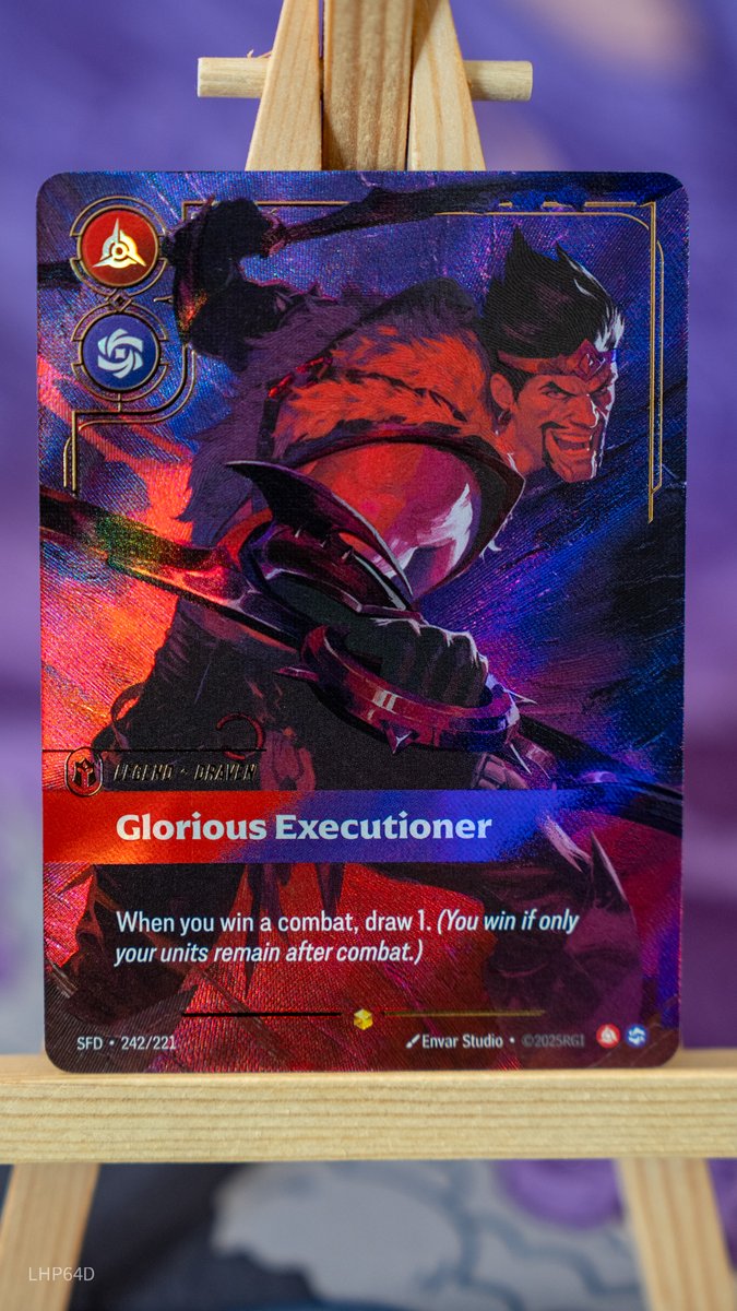 LHP64D's tweet photo. During SFD, Draven had two strong builds, Mid-Range Draven and Miracle Draven
Miracle was so strong in fact, it prompted our first ever bans. RIP.
At #RQLV alone, he was 5 of the top 8 decks and won it all, piloted by @samdsherman
#Riftbound https://t.co/voLPpQIZRg