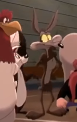 JohnCav6398's tweet photo. I like this little screenshot from Space Jam 1. Wile E and Pepe WOULD be friends, because both are insanely familiar with what complete failure and  constantly bouncing back anyway looks like. #LooneyTunes #PepeLePew #WileECoyote #CoyoteVsAcme #SpaceJam https://t.co/YfH7p78a6q