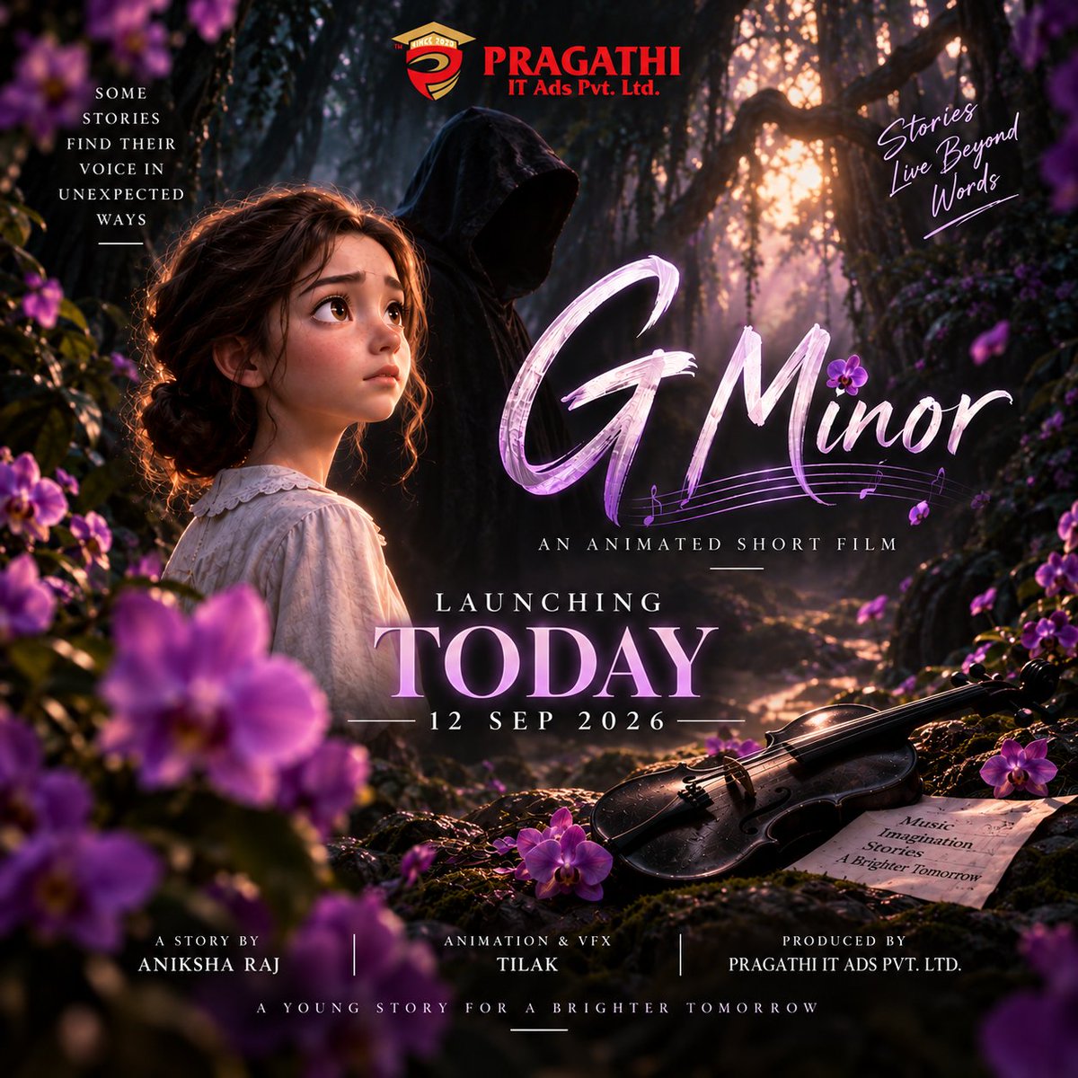 pragathiitads's tweet photo. Dive into the magical world of "G Minor", a stunning new animated short film by 14-year-old creator Aniksha Raj. 🎻✨
Watch the full journey here: https://t.co/DAQ10cryrx
Don't forget to like, share &amp; subscribe!🎬 #GMinor #ShortFilm #Animation #PragathiITAds https://t.co/vBMuMOOkuf