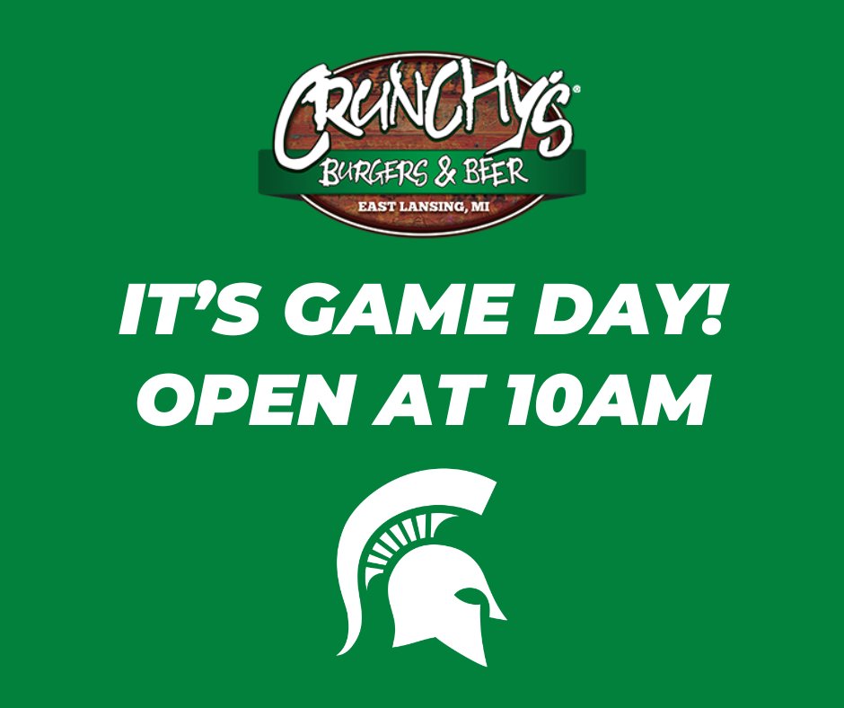 Crunchys's tweet photo. Start with the Spartans. End with karaoke. We're opening at 10am for the 3:30pm game, then karaoke starts later in the night at 8pm. GO GREEN! https://t.co/dDMFpqM2B8