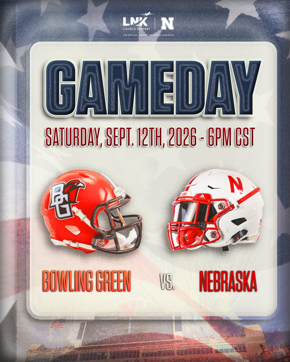 LNKairport's tweet photo. GAMEDAY IN LINCOLN. 🏟️ 🎈 🏈

Good luck to our @HuskerFootball team as they take on @BG_Football this evening! We are proud to be an official partner of the @Huskers! 

Don’t miss the 6:00 PM kickoff celebrating America’s 250th birthday. 

#GBR #FLYLNK https://t.co/18LOHFg1jy