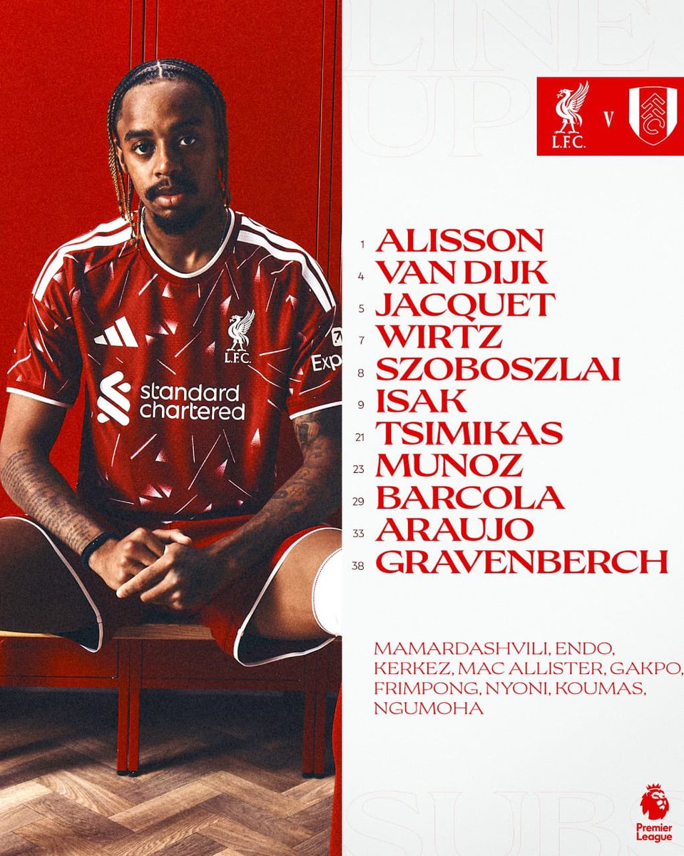 Flavouranking1's tweet photo. Our lineup to face Fulham

Common reds

Ynwa🚀🚀🚀
#liverpool https://t.co/fC2knHdyAJ