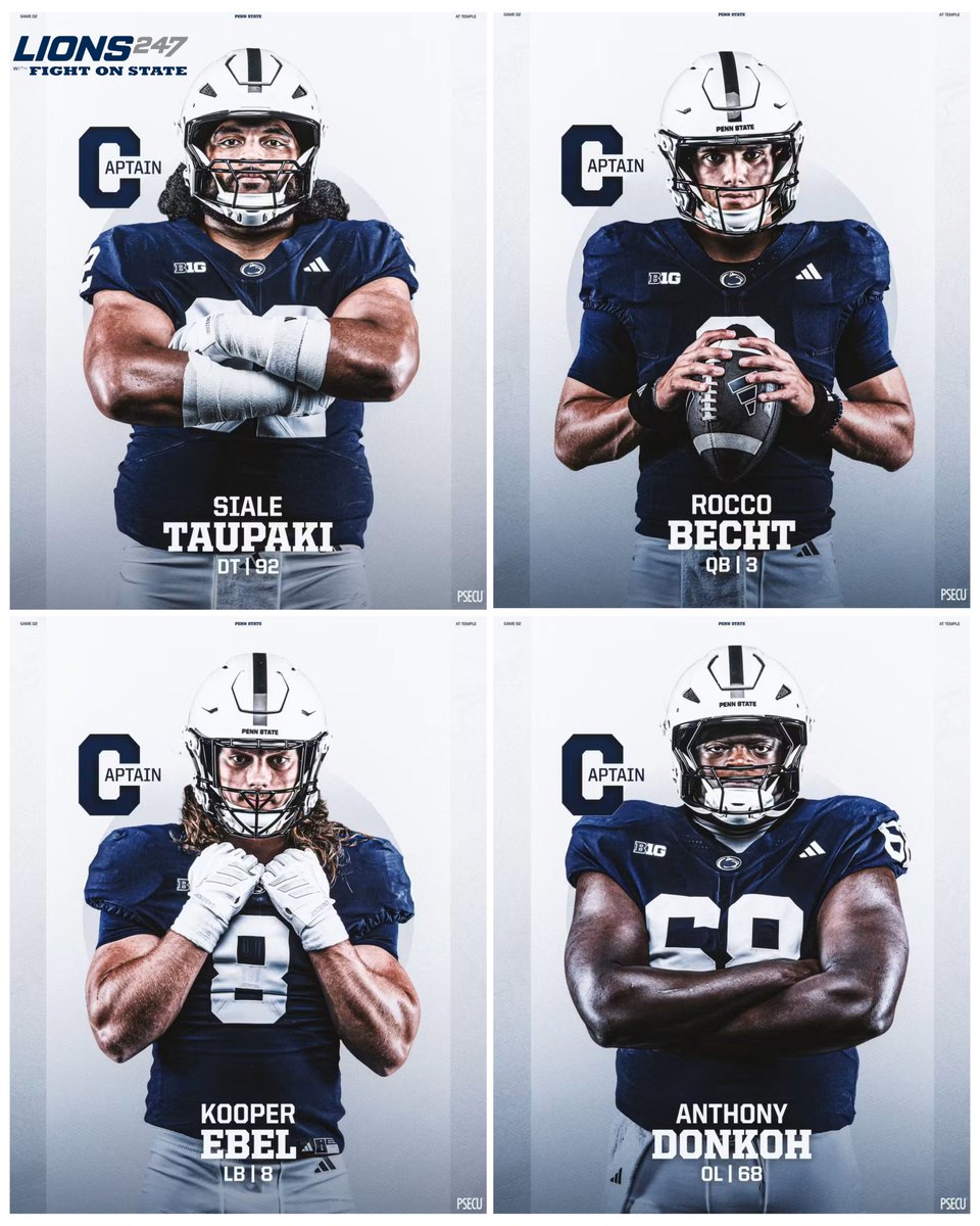 FightOnState's tweet photo. Aye, aye, captain. @psufootball Temple game captains. https://t.co/G0iCnm8Xa0
