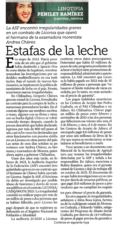 FelipeLeonLopez's tweet photo. Otro caso que podría terminar en escándalo para otra suspirante a gobernadora: la estafa de la leche @peniley_ramirez https://t.co/vEPZmkSlRA