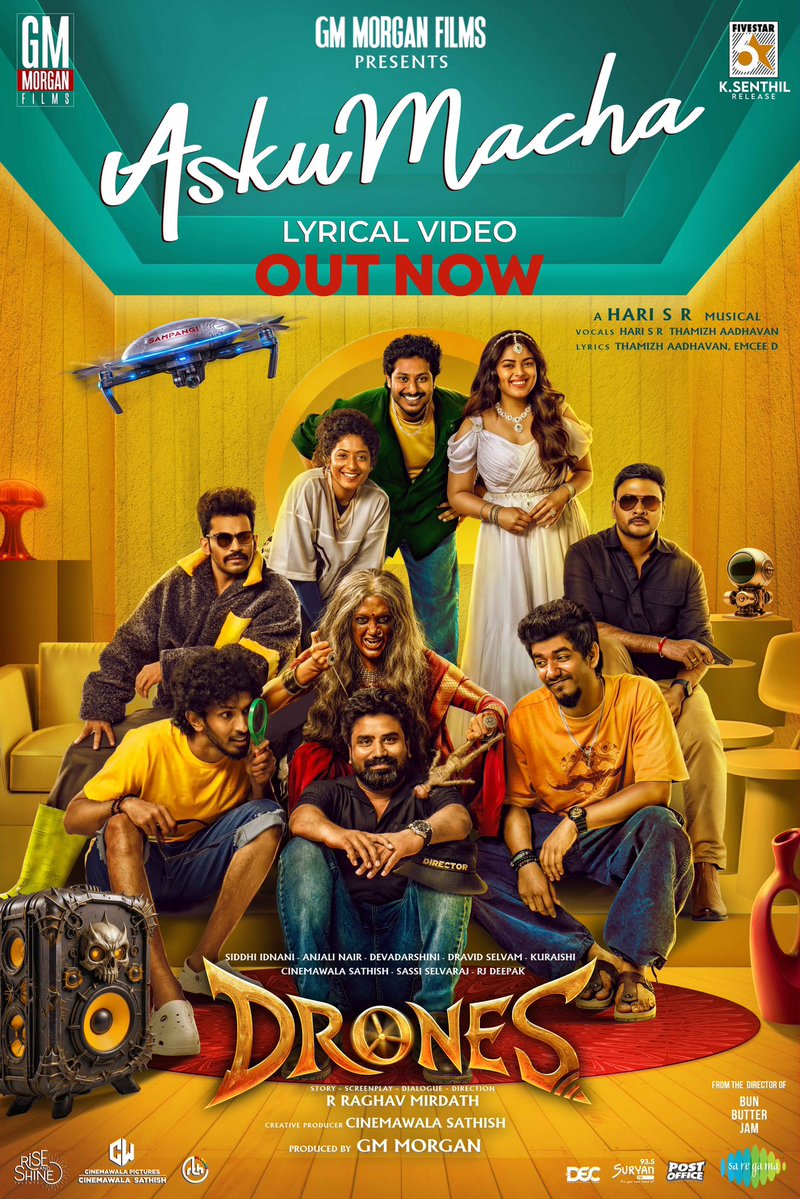 MoviesSingapore's tweet photo. #Drones 1st Single ~ #AskuMacha is OUT ✌️🔥
📽️ Link: https://t.co/cn1o1Kwy1X…
A FANTASY SCI FI HORROR 🎬🔥
Directed by #RaghavMirdath of #BunButterJam fame
⭐️ #SiddhiIdnani
⭐️ #AnjaliNair
⭐️ #DravidSelvam
⭐️ #Devadarshini
@RMirdath @SiddhiIdnani @ianjalinair @Dravid_Selvam @Mohamedkuraish1 @sathishoffl @5starsenthilk
#CineMinds