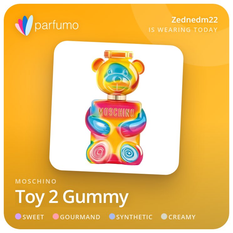 PflugerMan64's tweet photo. I'm wearing Moschino Toy 2 Gummy today. #ScentOfTheDay https://t.co/3Q9B9BeNIZ