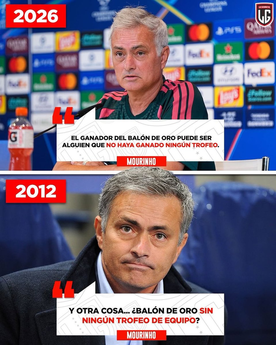 nadjib__fcb's tweet photo. المنافق مورينيو سنة 2012 : لا يمكن تحقيق الكرة الذهبية بدون ألقاب مع الفريق

المنافق مورينيو سنة 2026 : يمكن تحقيق الكرة الذهبية حتى بدون ألقاب مع الفريق https://t.co/zYqg34AWai