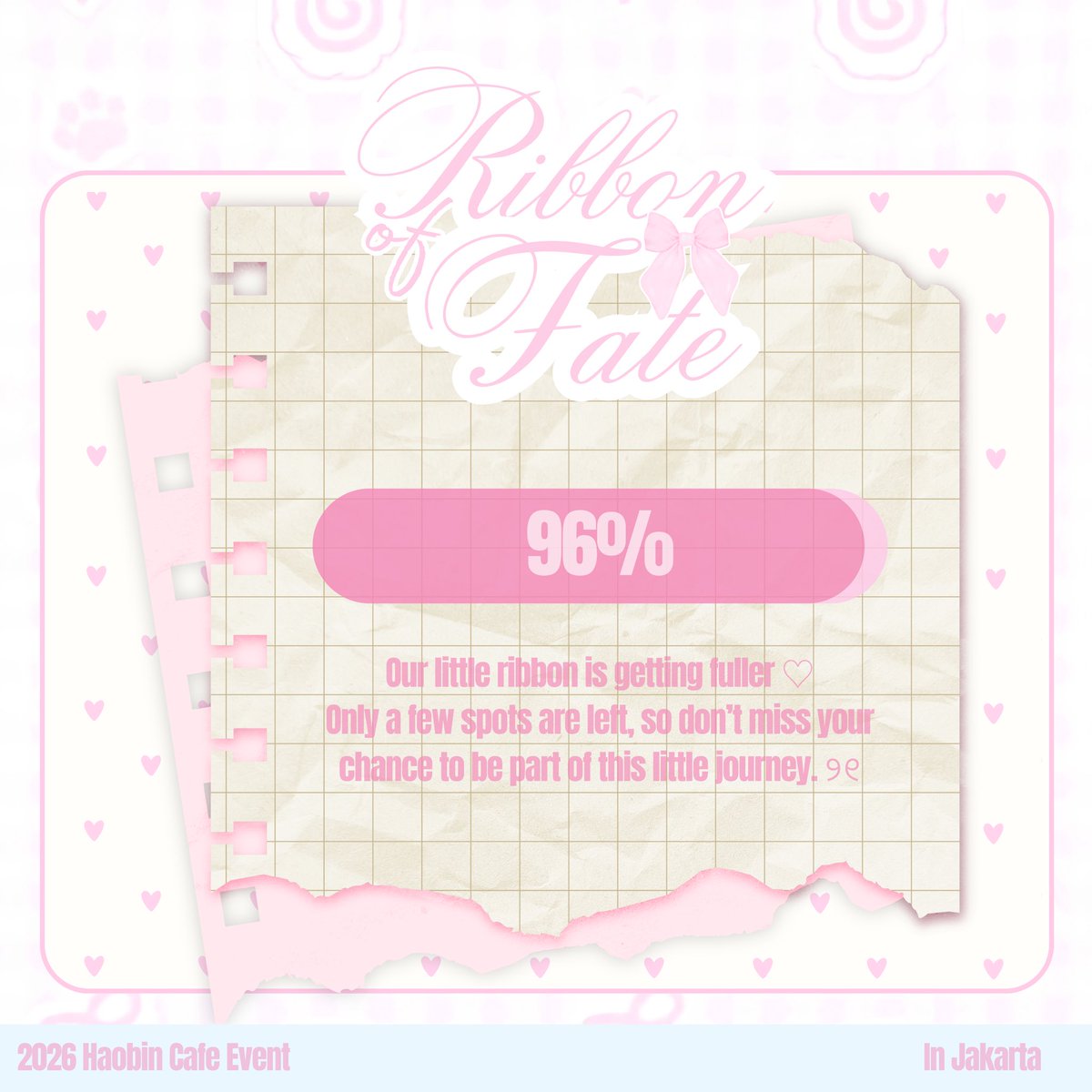 1325rof's tweet photo. ୨୧ ONLY ONE SPOT LEFT ୨୧

The ribbon is almost completely tied. 🎀
One last spot remains for Ribbon of Fate ♡ https://t.co/4LUtqAItGE