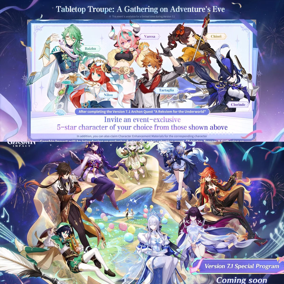 GenshinUniverse's tweet photo. FREE 5* CHARACTER SELECTOR EVERY ANNIVERSARY

The event will be available every anniversary, with MORE CHARACTERS ADDED to the selection pool each time.

#GenshinImpact https://t.co/gxHy44yUUm