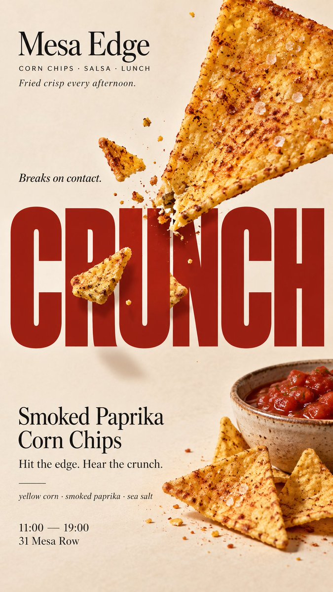 MrLarus's tweet photo. 😋 What happens when food hits typography?

Honey splits around the letters, a chip breaks on impact, sugar gets pushed off course, and soft mochi squeezes through a narrow gap.

1. SPLIT, honey split by type
2. CRUNCH, corn chip impact
3. DUST, powdered sugar flow
4. SQUISH, mochi squeeze

Really like how physical these interactions feel.

Prompts below 👇
