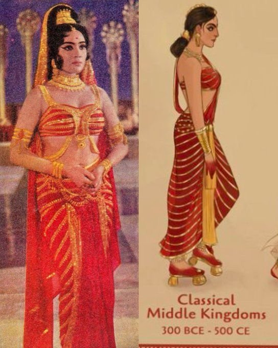aslichin_'s tweet photo. @offgc5pnw Indian clothing clearly recorded far older than orientalist costumes from 19th century.

Dunhuang buddhist murals show indian clothing clearly. What you are showing is 19th century belly dancing costumes inspired and copied from India. https://t.co/rb2mzcygIQ