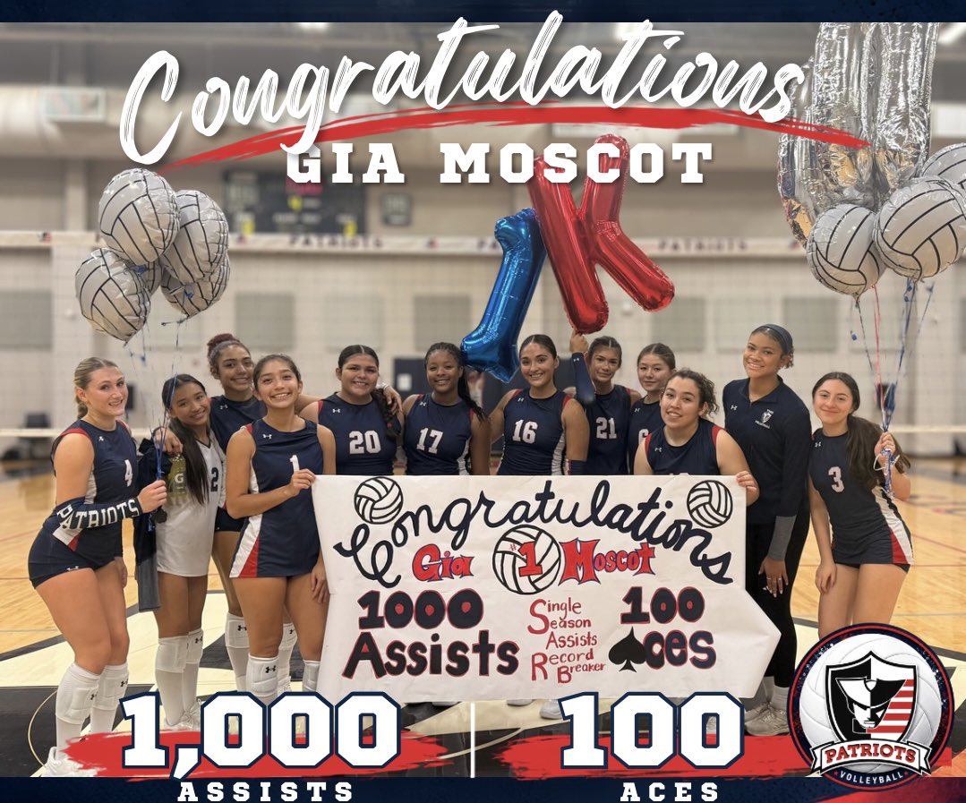 VMHS_PatriotVB's tweet photo. π¨ MILESTONE ALERT π¨
Gia Moscot has officially reached 100 career aces & 1,000 career assists! π―π
Big numbers. Big accomplishment. And sheβs not finished yet! π₯
#AllInBuyIn #PatriotNation #VMHSVolleyball
@JISD_ATHLETICS
@SAVeteransHS https://t.co/aej1IhQmO8