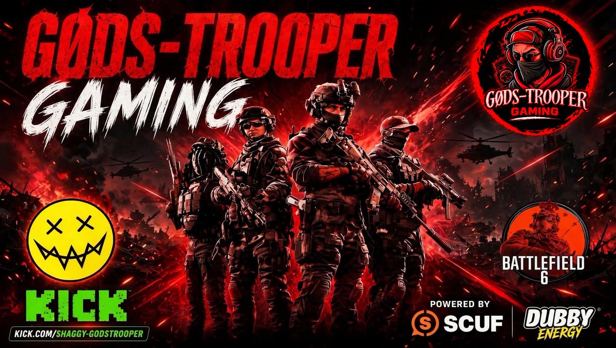gods_trooper's tweet photo. 🪖💥What's up! 👋🏼 we’re live with some 🎮 Battlefield 6 with Viewers – Join My Squad!" Drop your gamertag in chat, I'm pulling people into my squad all stream. Big explosions, bigger plays guaranteed. 
Links below ⬇️
🔗https://t.co/AM9OBCDp44
🔗https://t.co/B7itKyXolX https://t.co/4xqgIu0bOR