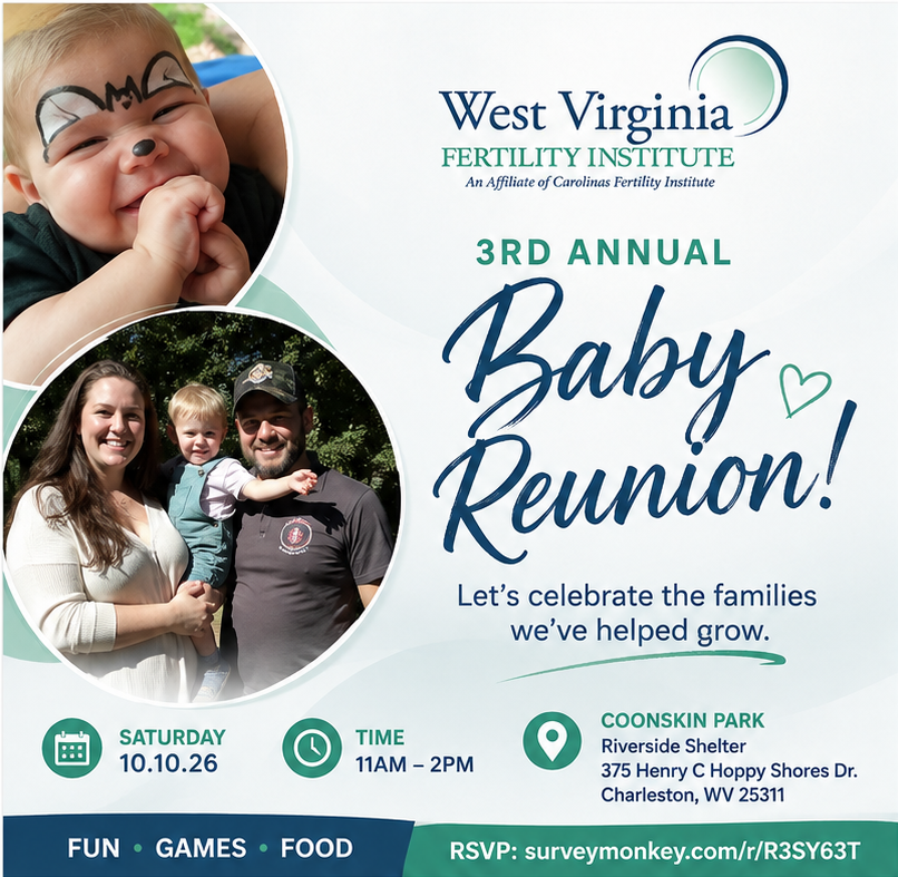 FertilityWV's tweet photo. The WVFI Baby Reunion is back! One of our favorite days of the year is almost here. 

Saturday, October 10, 2026
11:00 AM–2:00 PM
Coonskin Park – Riverside Shelter
375 Henry C Hoppy Shores Dr., Charleston, WV 25311

We hope to see you there! Please RSVP:
https://t.co/VcBE93Pakz https://t.co/fgmS9Z2f7m