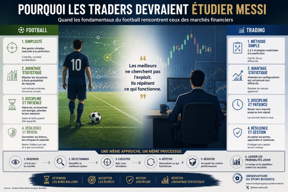 Obs_Sport_Biz's tweet photo. 📈 #Messi et les traders : le même goût pour les probabilités
- La simplicité : la force des fondamentaux
- La discipline : attendre le bon ballon
- Le mental : la qualité qui sépare les bons des meilleurs
👓https://t.co/qRlJndKZqS https://t.co/kn0cYUh4CS